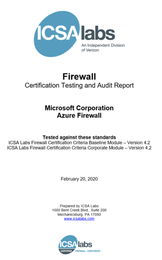 New Azure Firewall certification and features in Q1 CY2020