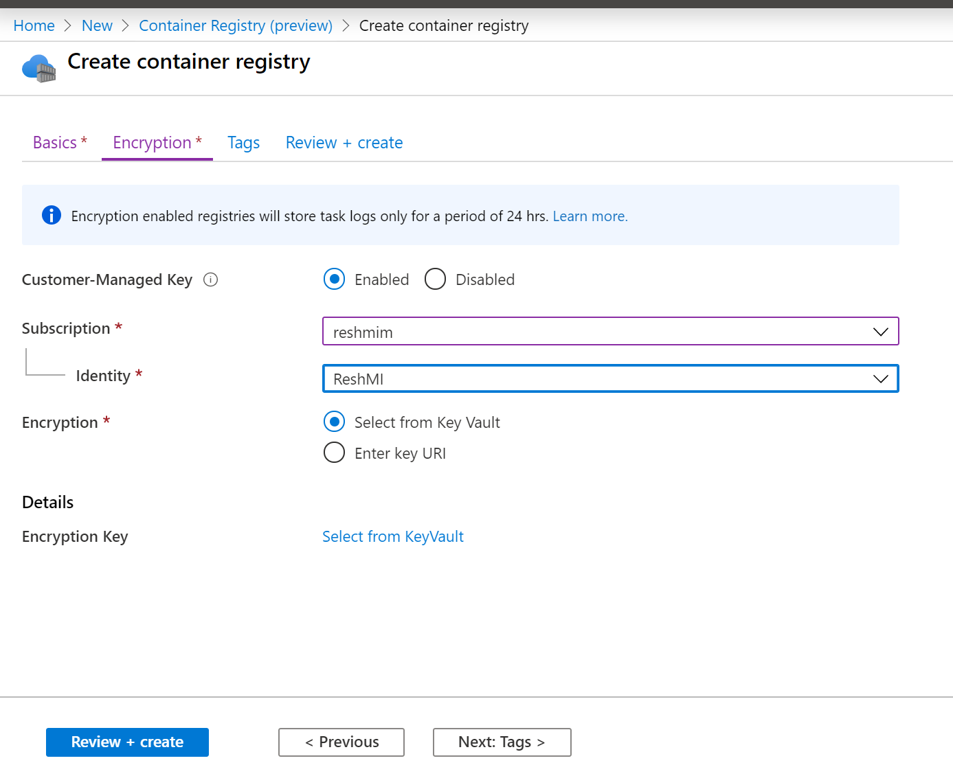 Azure Container Registry: Preview of customer-managed keys