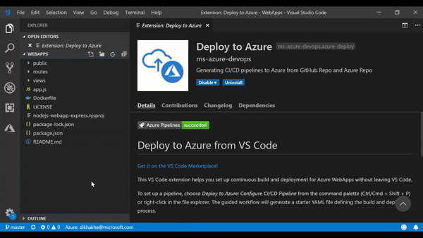 New Deploy to Azure extension for Visual Studio Code